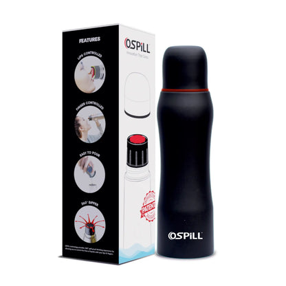 0SPILL DELTA 1000 Stainless Steel Bottle, 980ml - World's First Lips & Finger Control Tech | Spill-Proof | BPA-Free | OSPILL | Ideal for Home, Office, School, Gym, Car Use