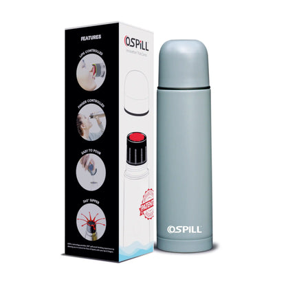 OSPILL Alpha 500 Stainless Steel Vacuum Flask, 500ml - World's First Lips & Finger Control Tech | Spill-Proof | BPA-Free | Temperature Retention | for Home, Office, School, Gym, Car