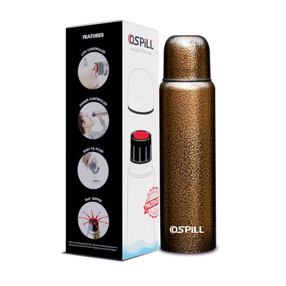 OSPILL ZETA 1000 Stainless Steel Bottle, 930ml - World's First Lips & Finger Control Technology | OSPILL | Spill-Proof, BPA-Free | Rust Proof | Ideal for Home, Office, Gym, Car, School