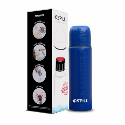 0SPILL GAMMA 750 Stainless Steel Bottle, 750ml - World's First Lips & Finger Control Tech | Spill-Proof | BPA-Free | OSPILL | Ideal for Home, Office, School, Gym, Car Use