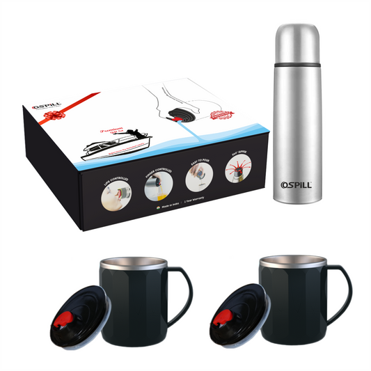 OSPILL Premium Gift Set, Stainless Steel Vacuum Insulated Flask with 2 Coffee Mugs, Lips & Finger Controlled Technology, Gift Box Applicable for Home, Office, School, Friends, Festival(GAMA)