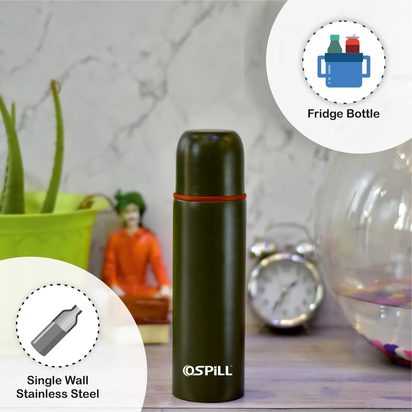 0SPILL GAMMA 750 Stainless Steel Bottle, 750ml - World's First Lips & Finger Control Tech | Spill-Proof | BPA-Free | OSPILL | Ideal for Home, Office, School, Gym, Car Use