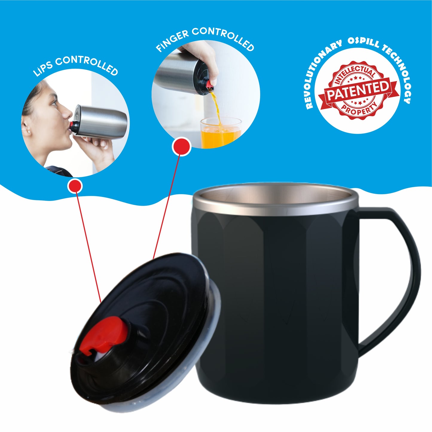 OSPILL Premium Gift Set, Stainless Steel Vacuum Insulated Flask with 2 Coffee Mugs, Lips & Finger Controlled Technology, Gift Box Applicable for Home, Office, School, Friends, Festival  (Alpha)